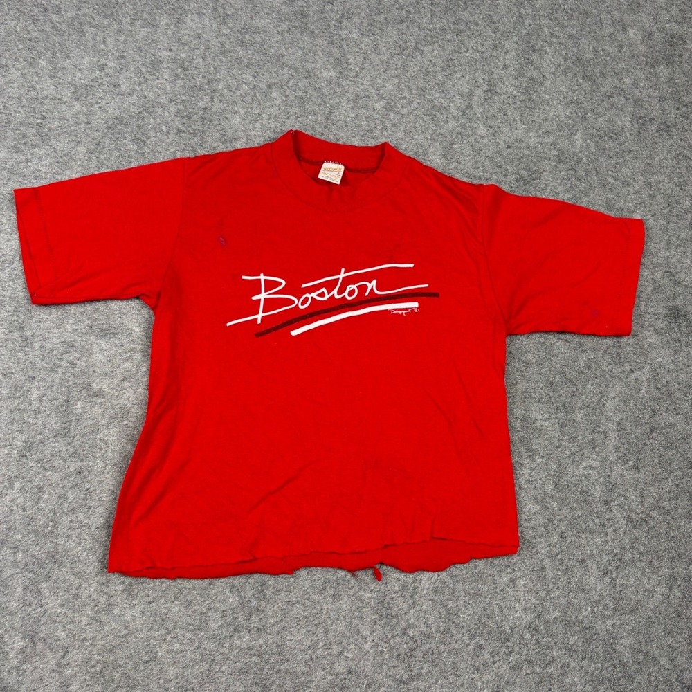 Sportswear Boston Band T Shirt Mens Small Red Vintage 80s Graphic Rock Tee
